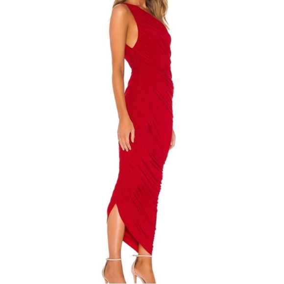 Norma Kamali Dresses & Skirts - Norma Kamali Diana Red Dress Ruched one shoulder usa small
